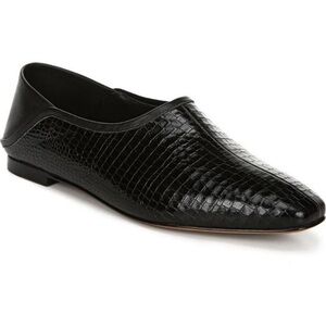 VINCE Branine Croc Embossed‎ Leather Loafers mules black